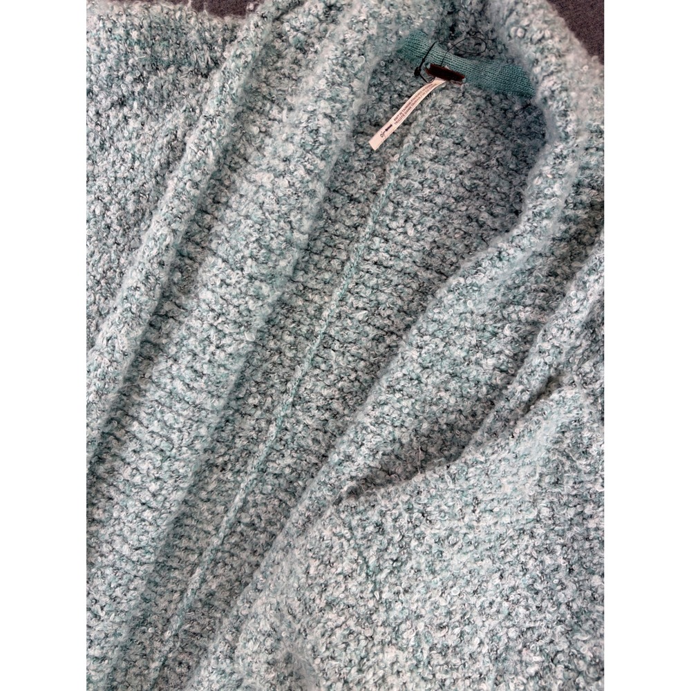 Free People Cardigan Women Large Green‎ Boucle Oversized Open Front Shawl Collar